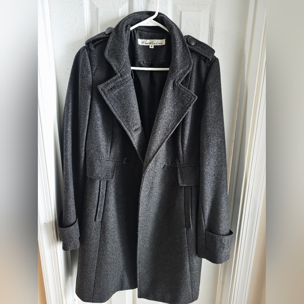 Kenneth Cole Dark Gray Trench Coat Womens Size 8